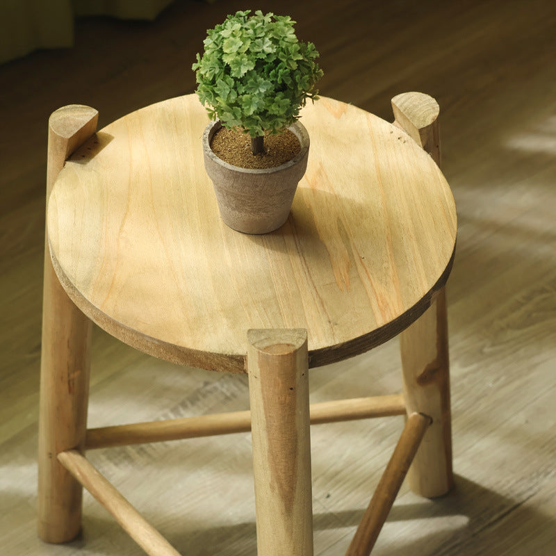 Rustikaler Holz-Hocker Karnz