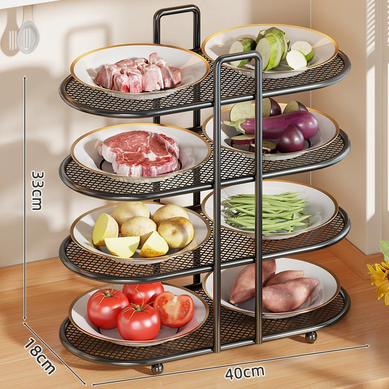 Vierstufiger Mesh-Küchenarbeitsplatten-Organizer-Rack