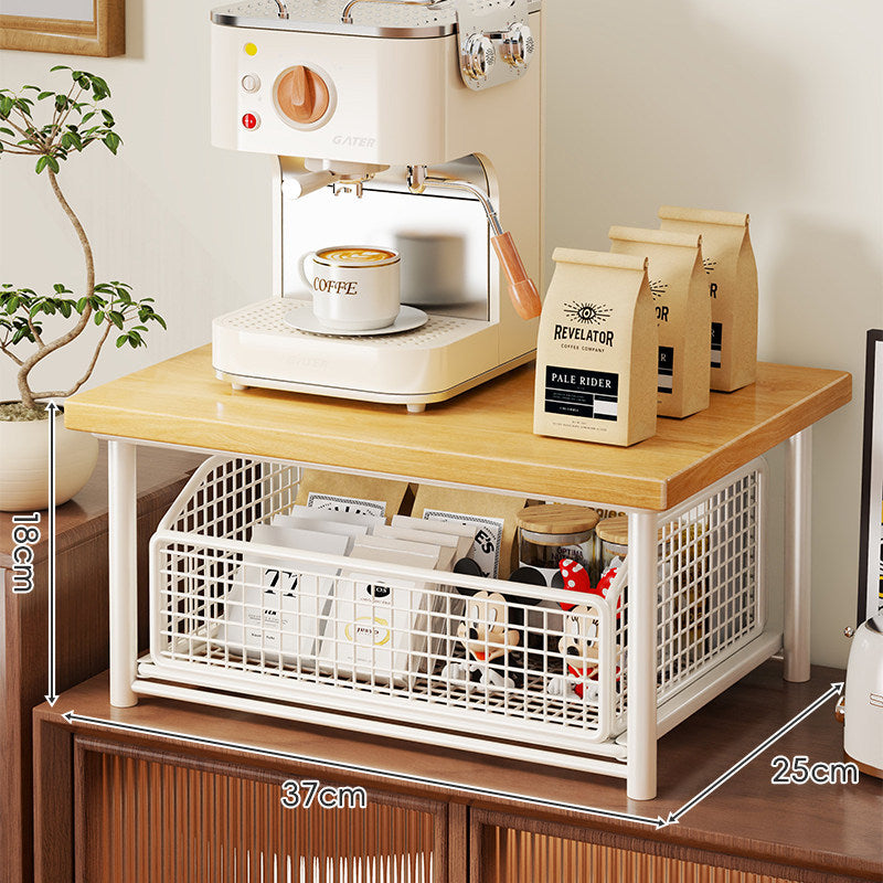 Theke Holzplatte Schiebemesh Lagerkorb Organizer mit Metallrahmen