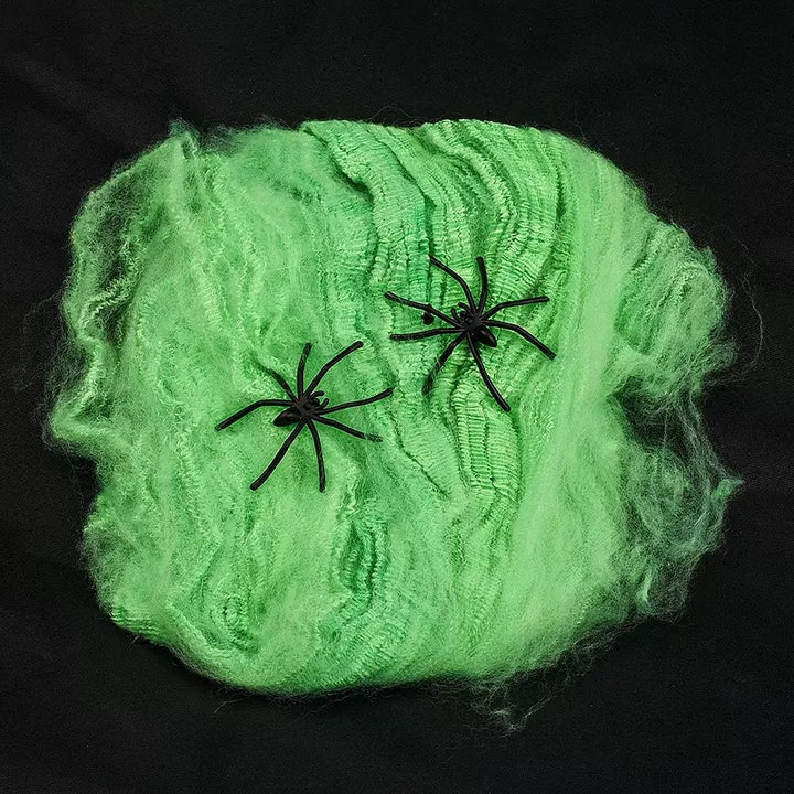 Dekorative Halloween Spinnennetz mit Kunstspinnen