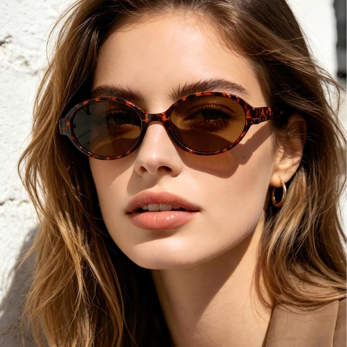 Damen modische ovalen Sonnenbrille mit tierischem Muster Karnz