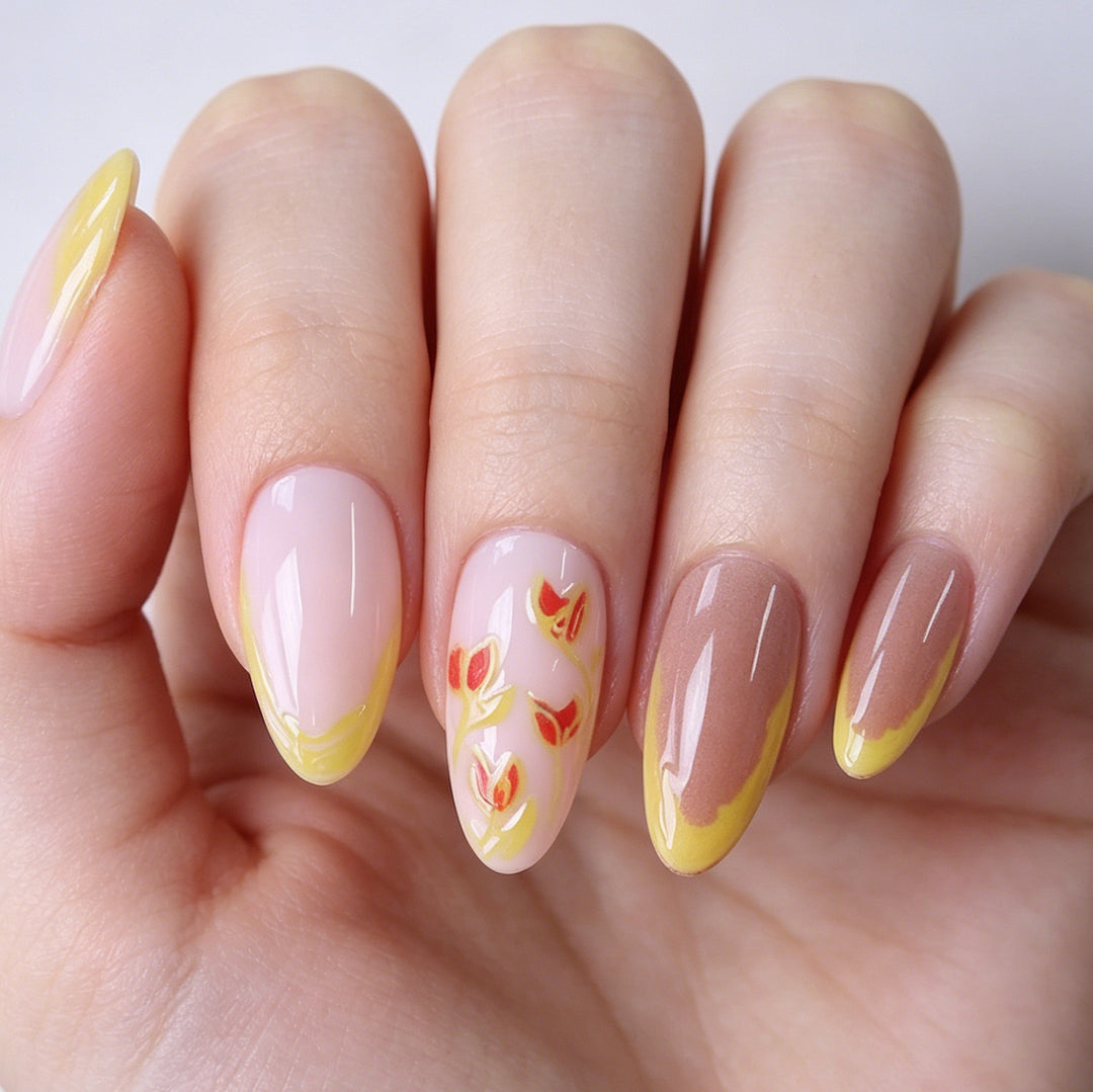 Elegante Florale Acryl Nagel Kunst Erweiterungen Karnz