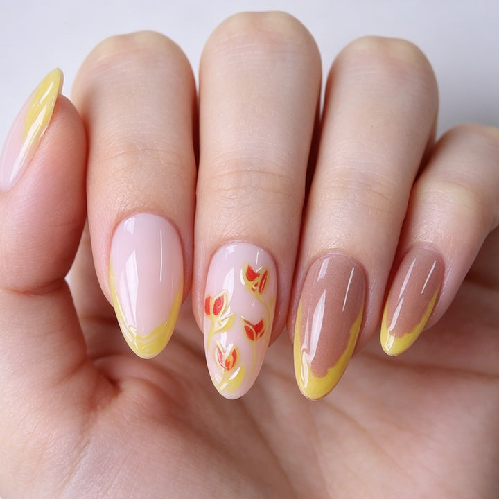 Elegante Florale Acryl Nagel Kunst Erweiterungen Karnz
