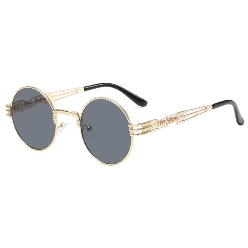 Damen Retro-Inspirierte runde Sonnenbrille mit einzigartigem Metallrahmen Karnz
