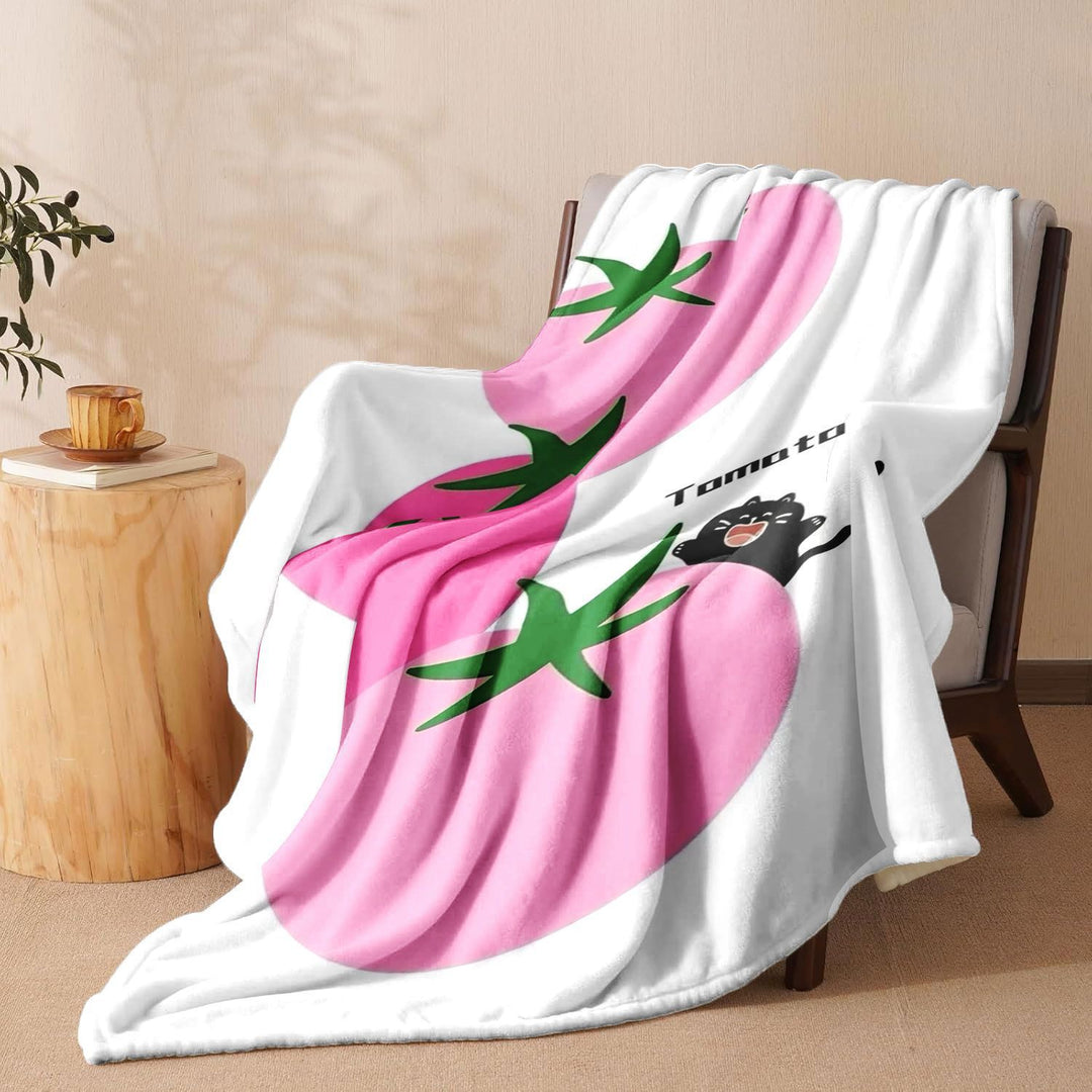Launische Tomato-Print Fleece-Wurfdecke