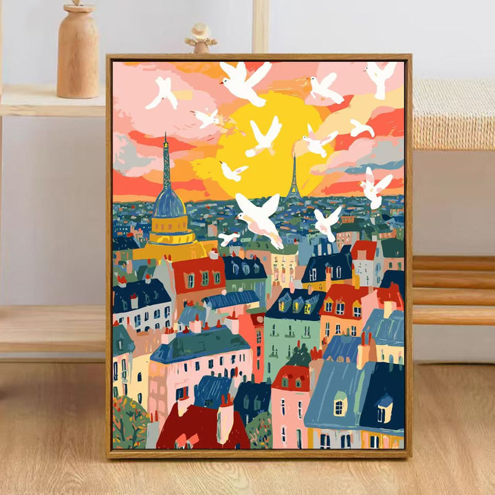 Bunte Stadt Skyline Kunstdruck Karnz