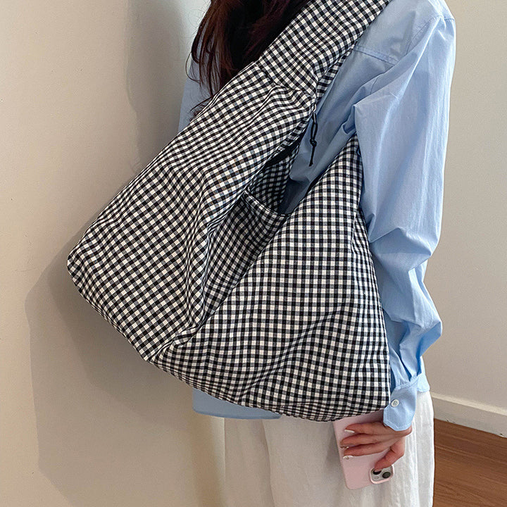 WoGingham Print Slouchy Schultertasche Karnz