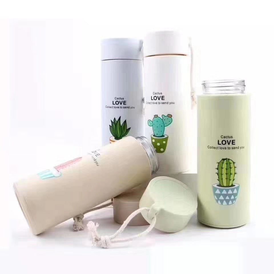 Damen Thermoisolierte Getränkeflasche mit kreativen Kakteen-Motiven Karnz