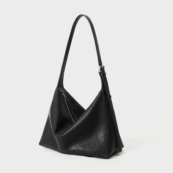 Weiche Slouch Hobo Schultertasche mit verstellbarem Schnallenriemen und diagonaler Reißverschlusstasche