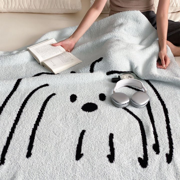 Wendbare Kuscheldecke aus Frottee mit dekorativem Hundemotiv