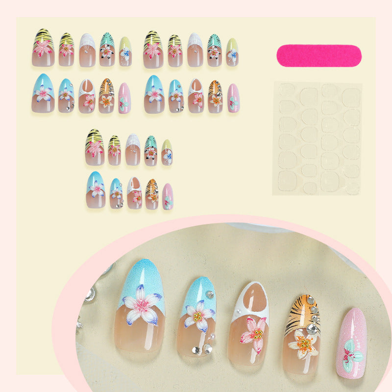 Tropisch inspiriertes dekoratives Press-On-Nagelkunst-Set