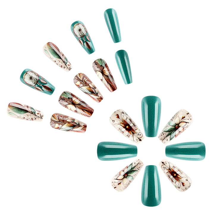Künstlerisches floral Press-On Nagelset Karnz 1787542921