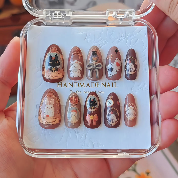 Handgemachte thematische Press-On-Nagelkunst Karnz