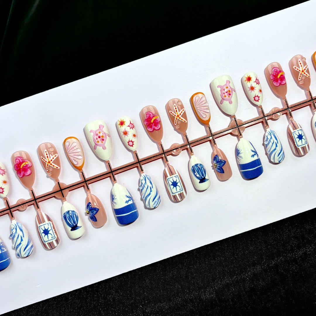 Ocean-Themed Dekorative Press-On Nagel Set