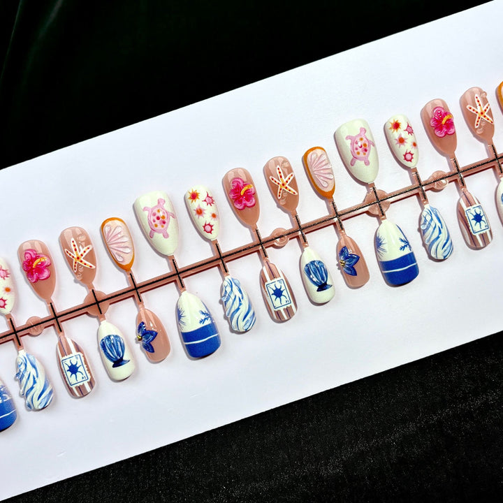 Ocean-Themed Dekorative Press-On Nagel Set