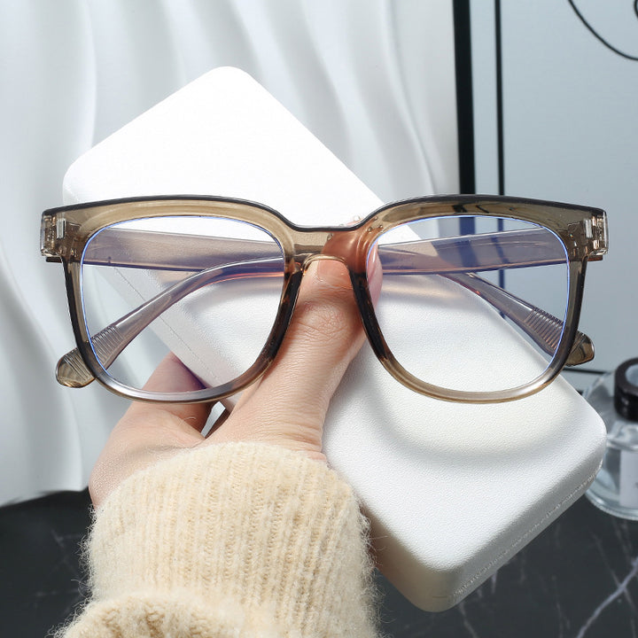 Damen modische rechteckige Brille mit blauen Gläsern Karnz