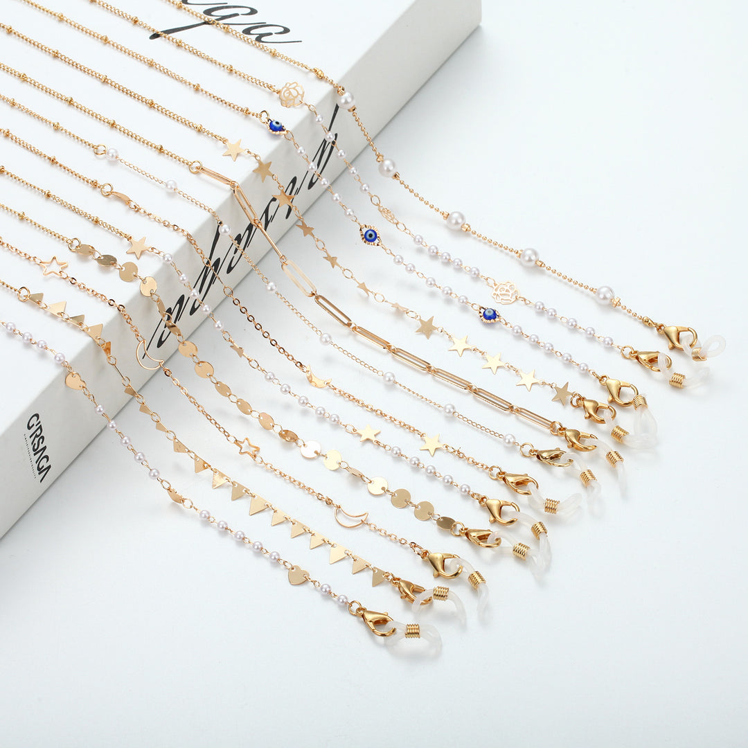 Elegante Brillenkette mit Perlen und Akzenten Karnz