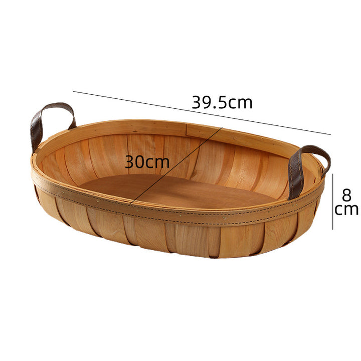 Unisex Handgefertigter Korb mit Ledergriffen Karnz