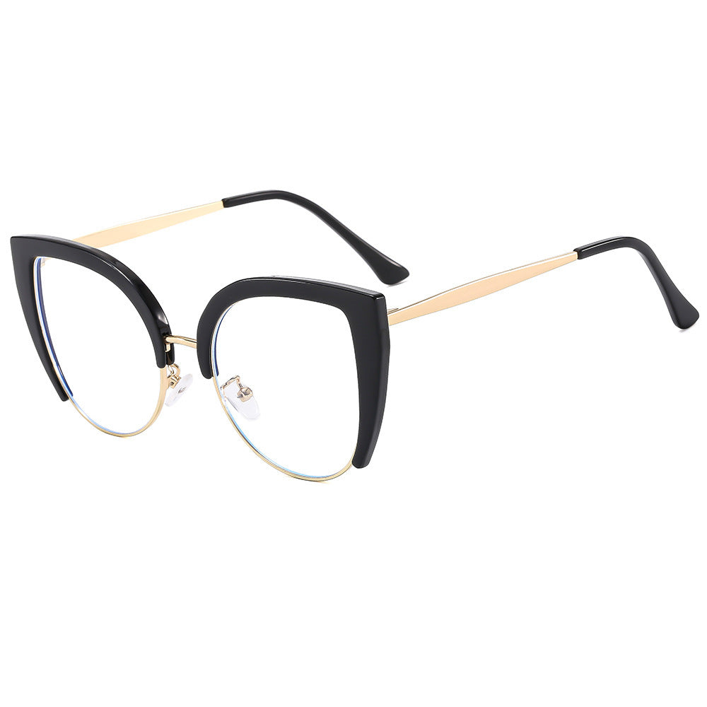 Damen Modische Cat-Eye Brille aus Kunststoff mit Metallakzenten Karnz