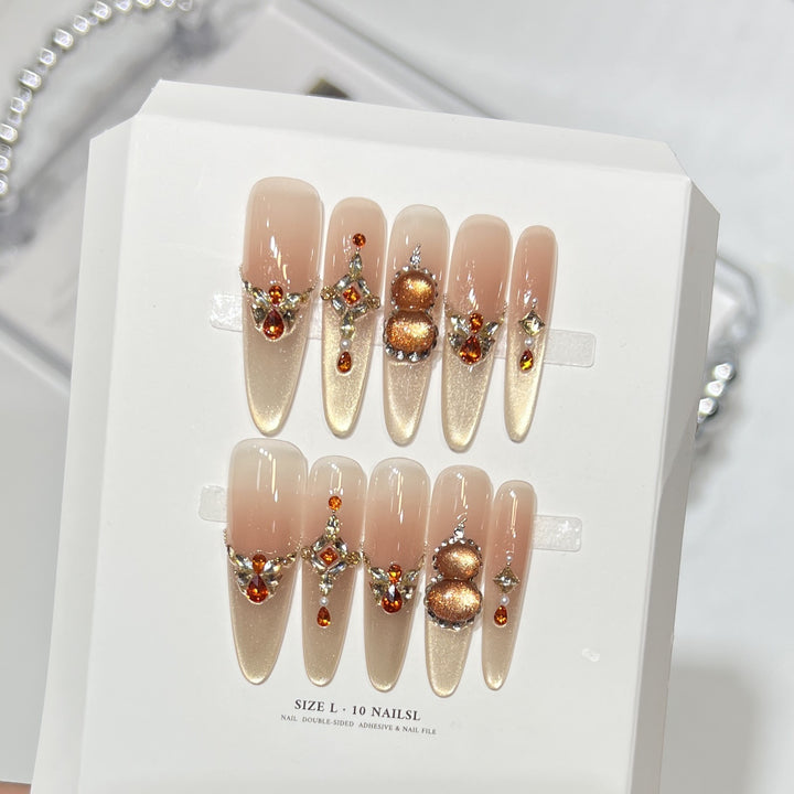 Dekoratives Strass-Stiletto Press-On Nagelset