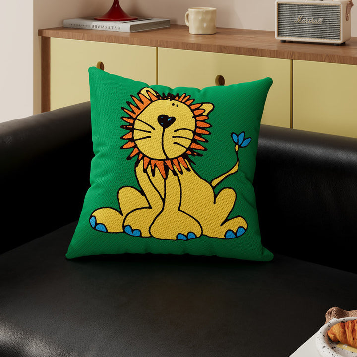 Decorative Cartoon Puppy Plush Throw Pillow Cover with Breathable Knit Texture
