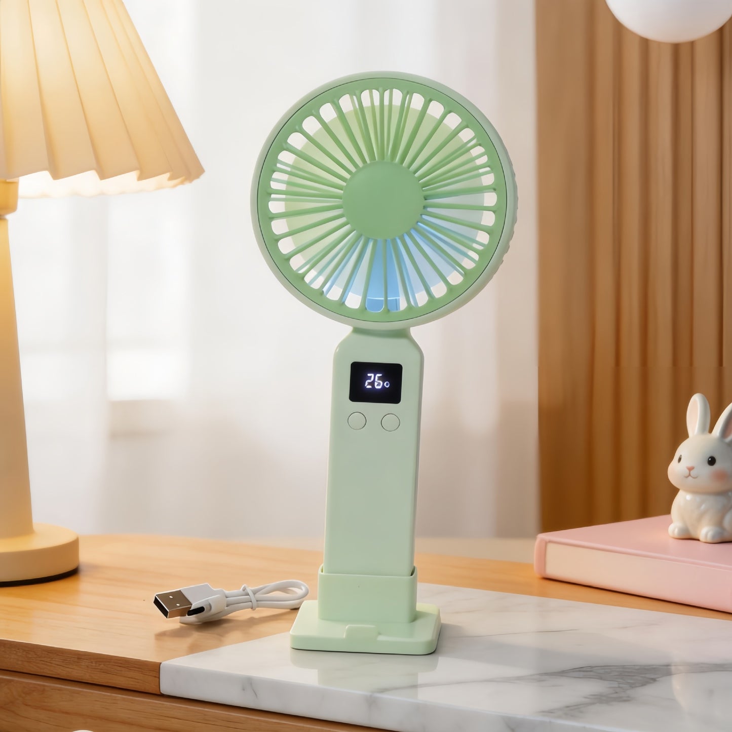 Damen Tragbarer Mini-Ultraquiet-Handventilator mit LCD-Anzeige Karnz