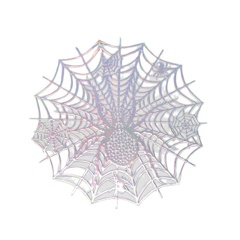 Filigrane Halloween-Tischdekoration Spinnennetz-Platzset aus flexiblem Kunststoff