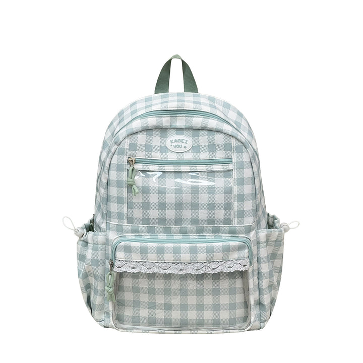 Transparente Fronttaschen Karomuster Rucksack Karnz