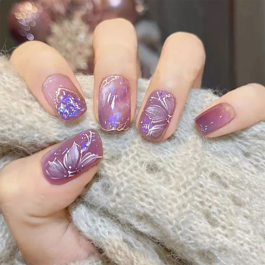 DIY Floral Design Press-On Nail Set Karnz