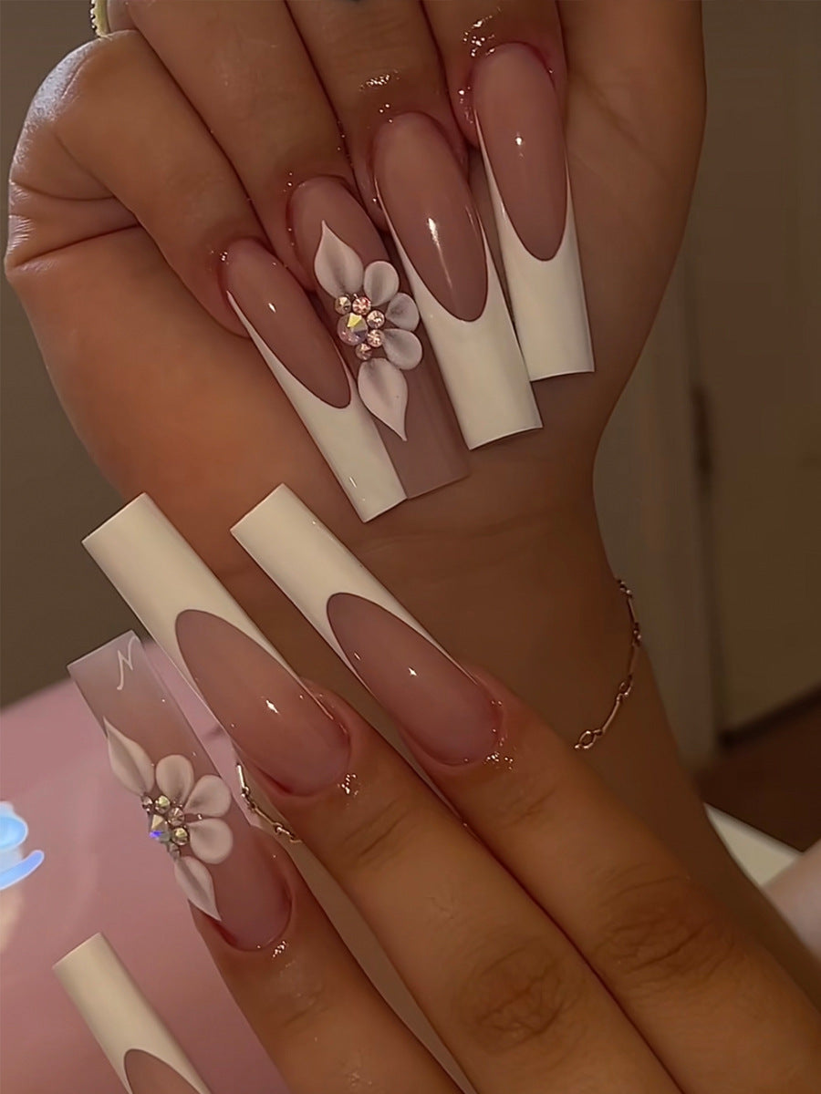 Elegantes florales Design Press-On Nagelset Karnz