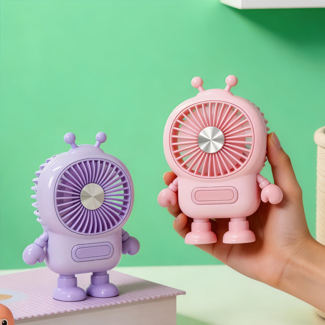 Damen Tragbarer USB Mini-Ventilator im kreativen Roboterdesign Karnz
