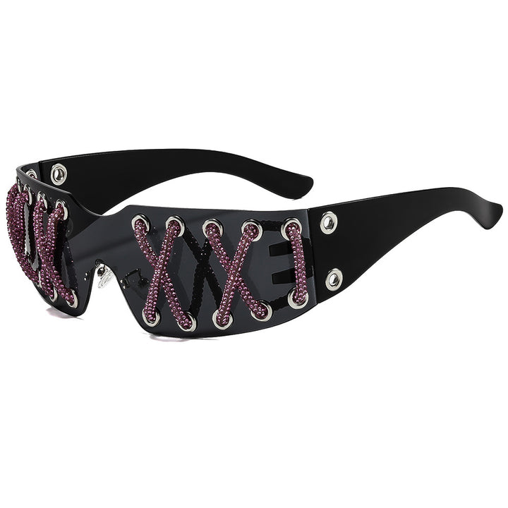 Damen futuristische Design-Sonnenbrille mit einzigartigem Dekor Karnz