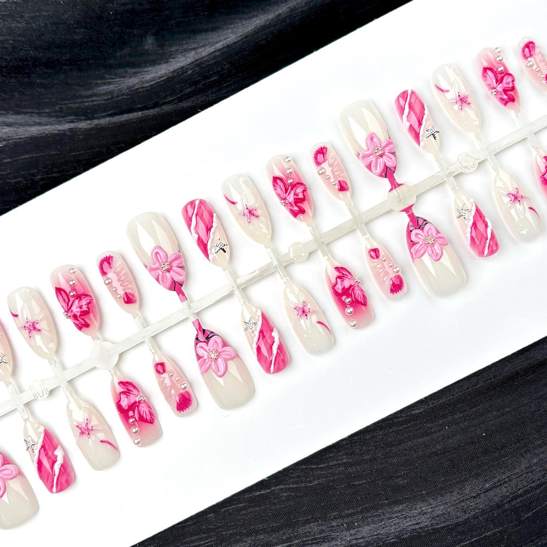 Elegante Polka Dot und Spitzen Press-On Nagel Set