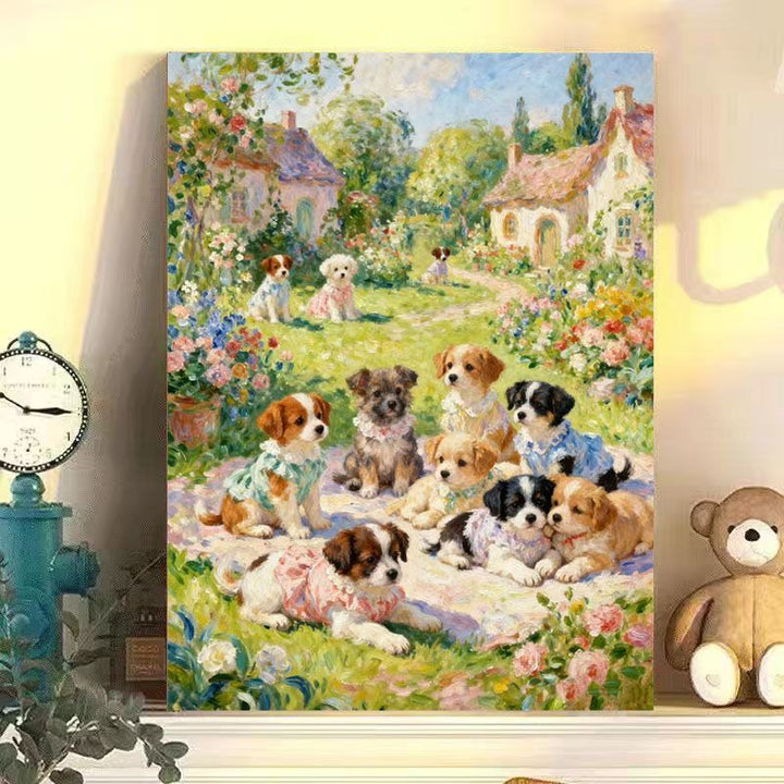 Verspielt Kaninchen Szene Leinwand Kunst Druck Karnz