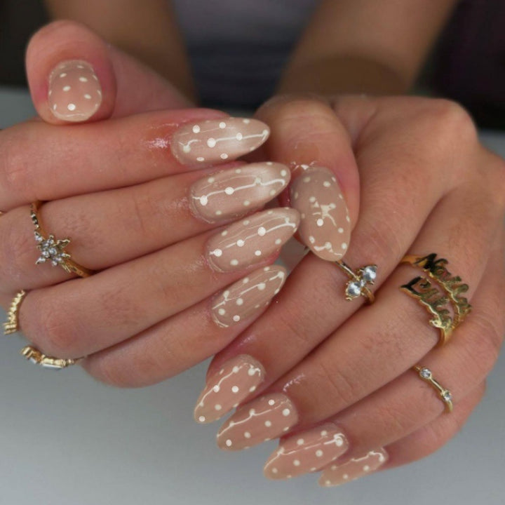 Künstlerisches Press-On-Nagelset mit Punkte-Design Karnz 1787225399