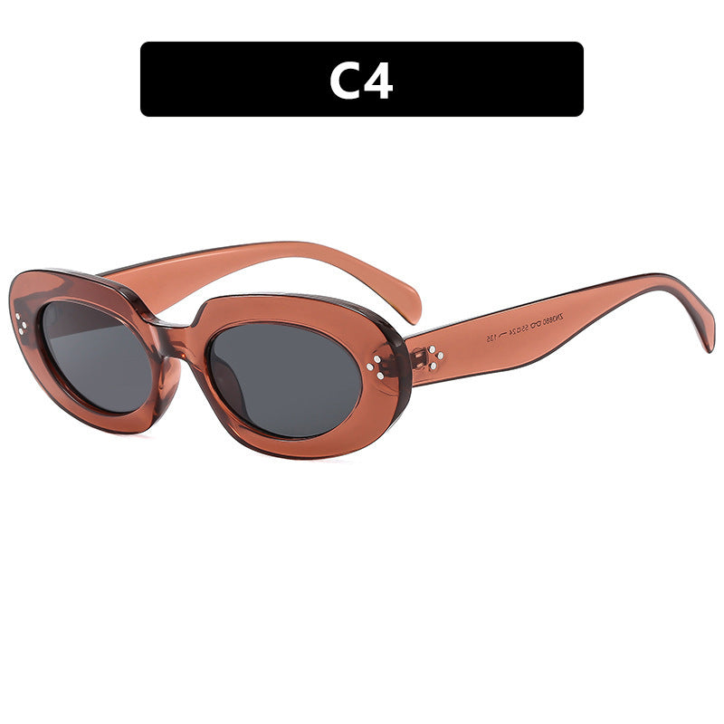 Damen modische Sonnenbrille mit einzigartigem ovalen Rahmen und schützenden Gläsern Karnz