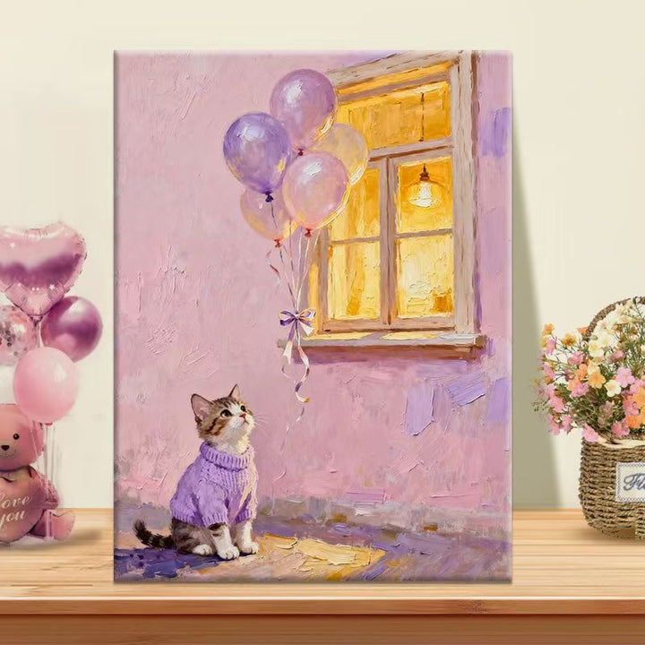 Verspielte Katzenillustration Leinwandkunst Karnz