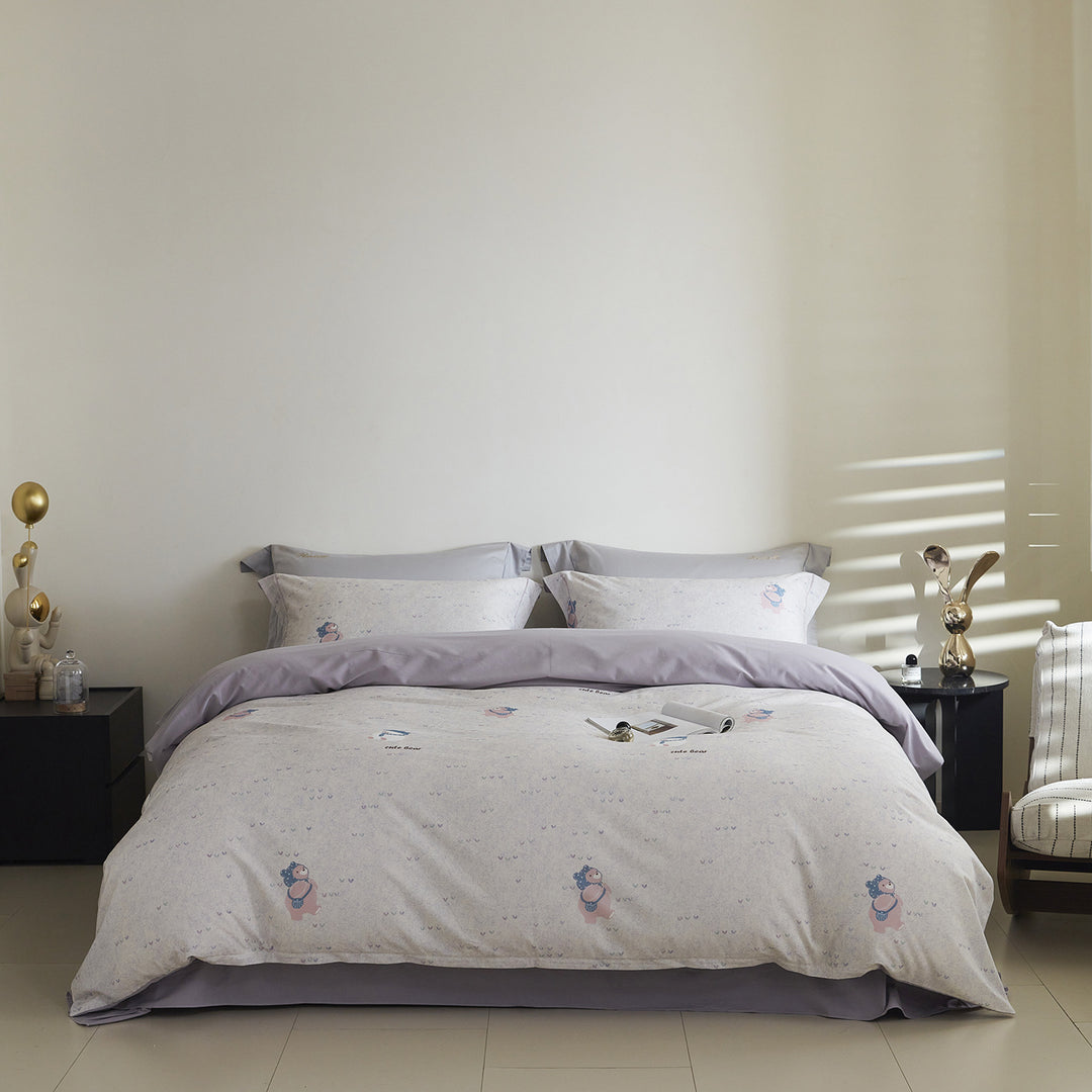 Ombre gestreiftes Baumwollsatin Bettbezug-Set
