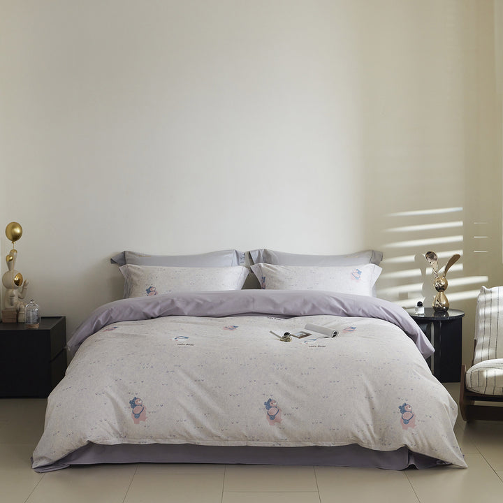 Ombre gestreiftes Baumwollsatin Bettbezug-Set