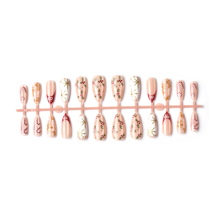 Künstlerisches Lebkuchen-Themen Press-On Nagelkunst Set Karnz