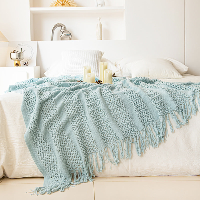 Gemütliche Strickwurfdecke
