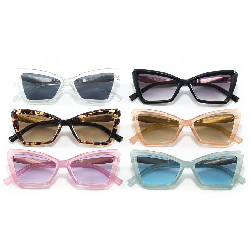 Damen Cat-Eye Sonnenbrille mit luxuriösem transparentem Rahmen Karnz