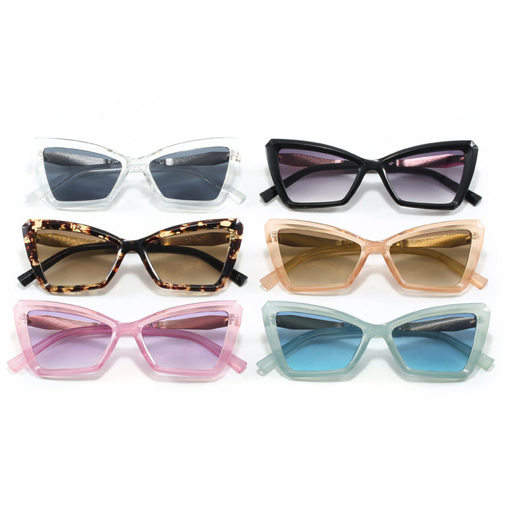 Damen Cat-Eye Sonnenbrille mit luxuriösem transparentem Rahmen Karnz