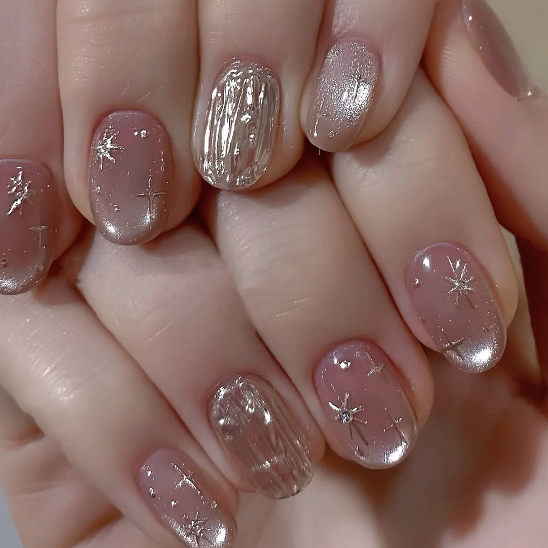 Glamourös Metallic Nagelkunst Press-On Set