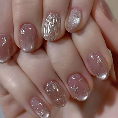 Glamourös Metallic Nagelkunst Press-On Set