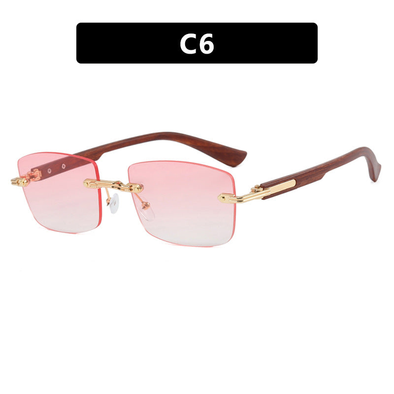 Damen quadratische Sonnenbrille mit Holzrahmen und gradienten Gläsern Karnz
