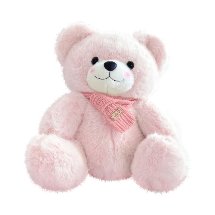 Plüsch-Sitzender Teddybär mit ultraweichem Kunstfell und Strickschal Karnz