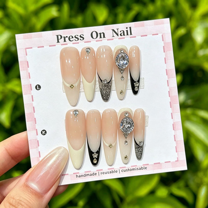 Anpassbare Glitter-Akzent Press-On Nägel
