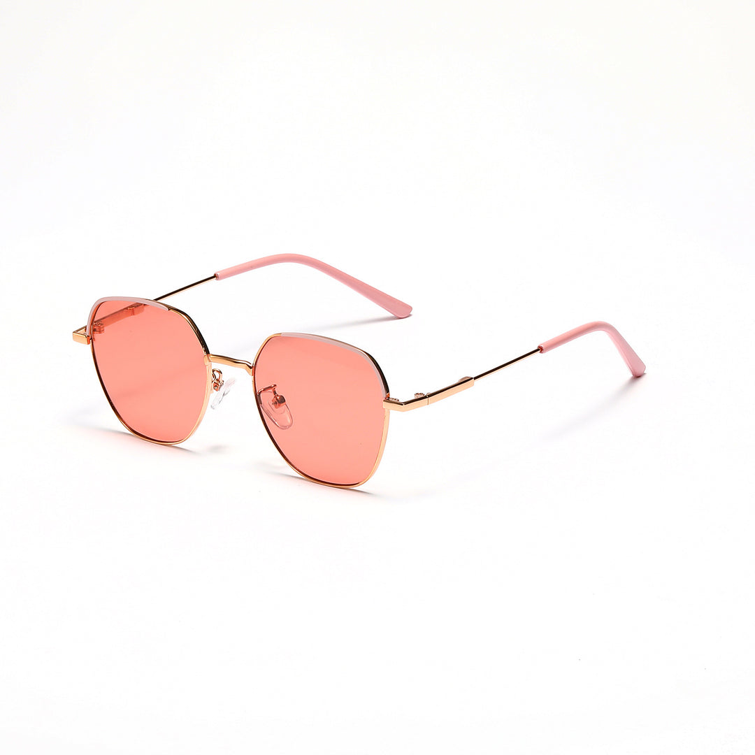 Damen modische Sonnenbrille mit schmalem Metallrahmen und blauen Gläsern Karnz