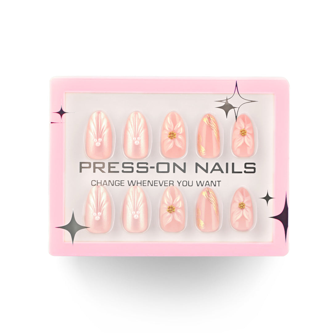 Künstliche Press-On Nägel mit elegantem Blumendesign Karnz